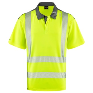 Leo Workwear P12-Y-LEO Trimstone EcoViz Coolmax High Performance Polo Shirt Yellow